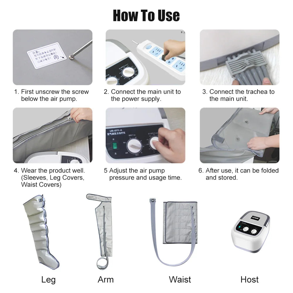 Accessories 6 Cavity Air Compression Leg Massager Calf Waist