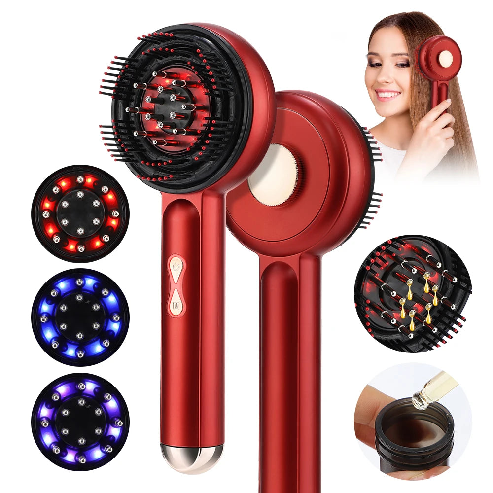 3 Colors LED Light Therapy Scalp Massage Brush Hair Growth