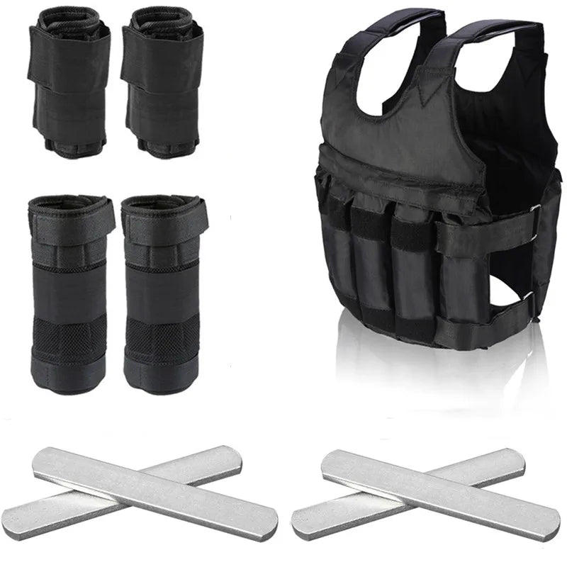 15-50kg Adjustable Weight Vest Weighted Fitness Training Set With Steel Plate Weighted Bracelet Ankle Bodybuilding Acces