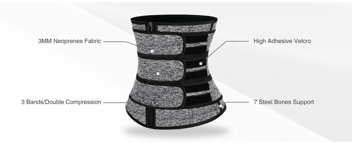 Women Waist Trainer Cincher 3 Straps - Tummy Control Sweat