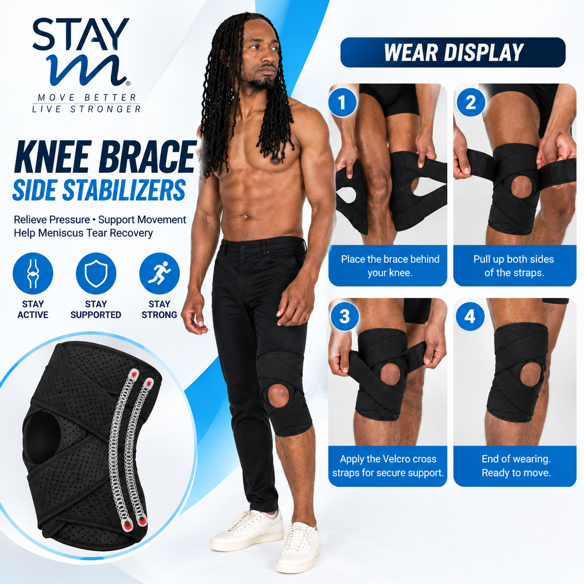 1Pcs Knee Brace Side Stabilizers Relieve Meniscus Tear Knee