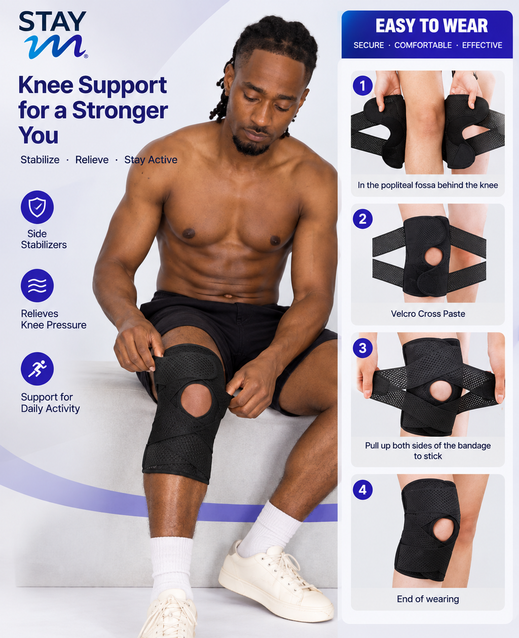 1Pcs Knee Brace Side Stabilizers Relieve Meniscus Tear Knee